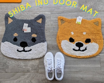 Shiba Inu Rug, Shiba Inu Floor Mat, Japanese Dog, Home Decor, Dog Lovers, Shiba Inu Gifts, Bath Mat, Welcome Mat, Kitchen Item, Black Shiba