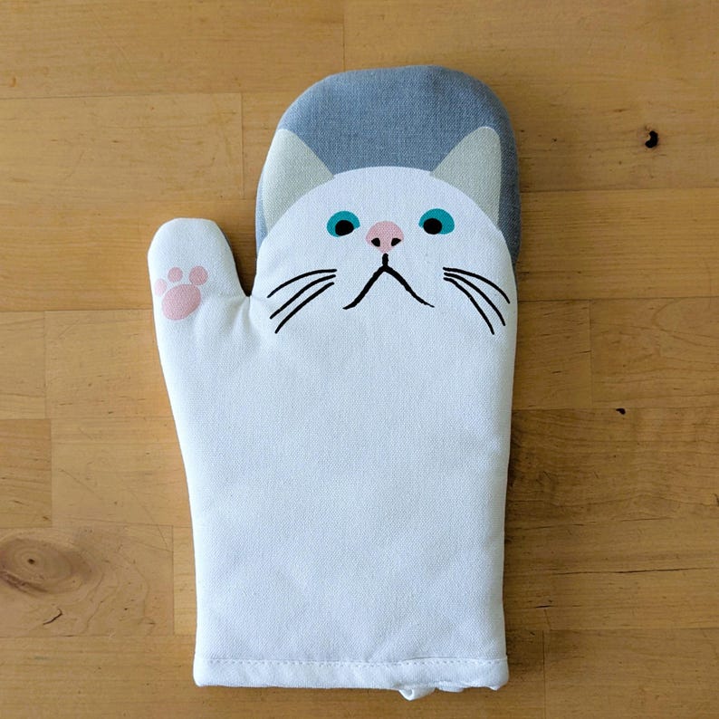Cat Oven Mitt, Cat Pot Holder, Cat Gift, Black Cat, White Cat, Kitchen ...
