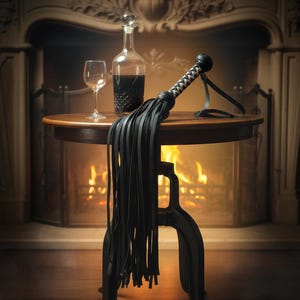 Leather BDSM Flogger With Long Tails Heavy Fetish Spanking Whip With Wooden Handle BL-White 70