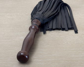 Handmade Leather Flogger with Wooden Grip Stingy BDSM  Flogger Fetish Whip