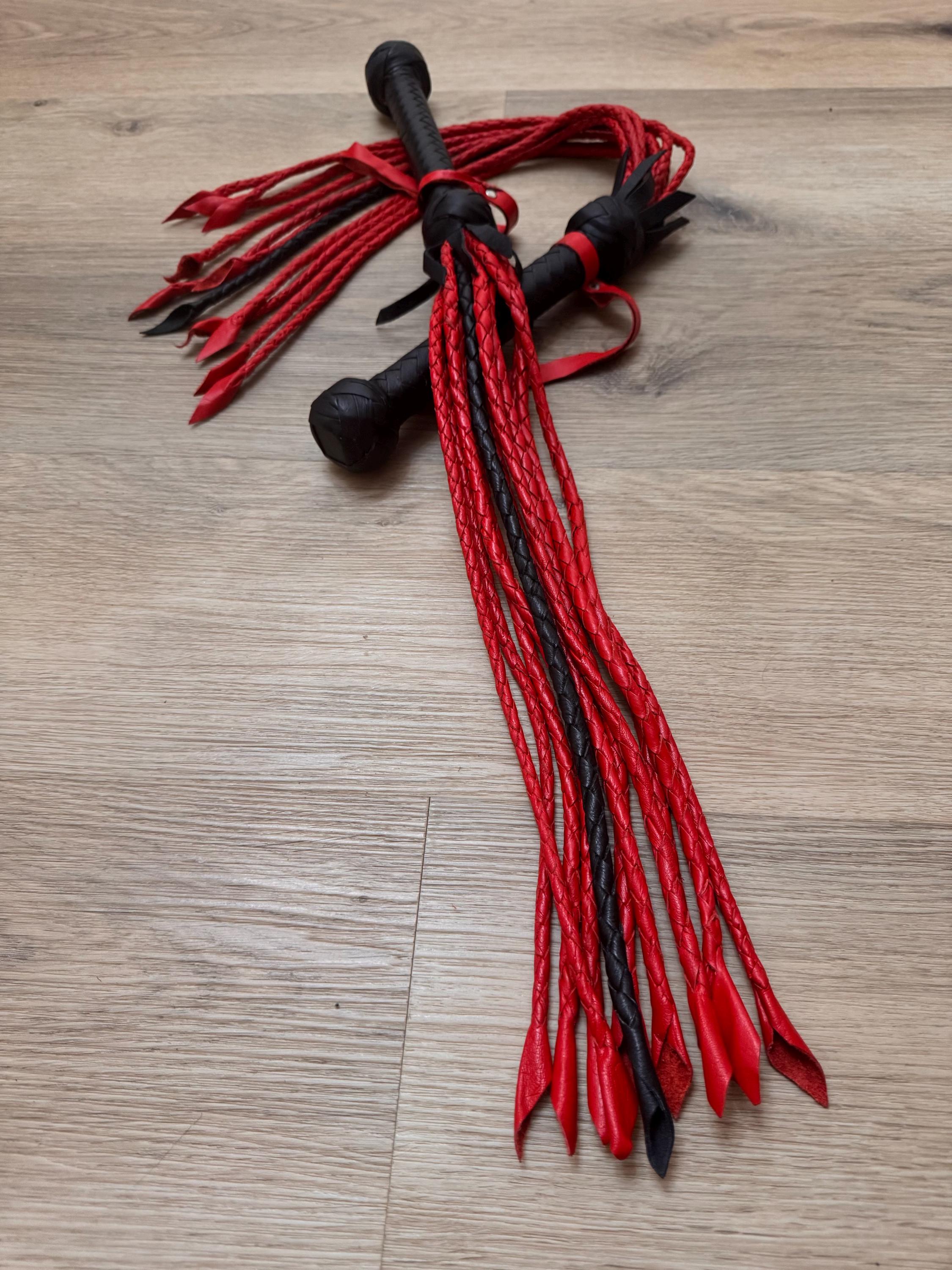 thumbnail image 2 of Handmade Real Leather Flogger – 50 Tails, Nubuck Thick, Carved Wood Handle 2 of 6