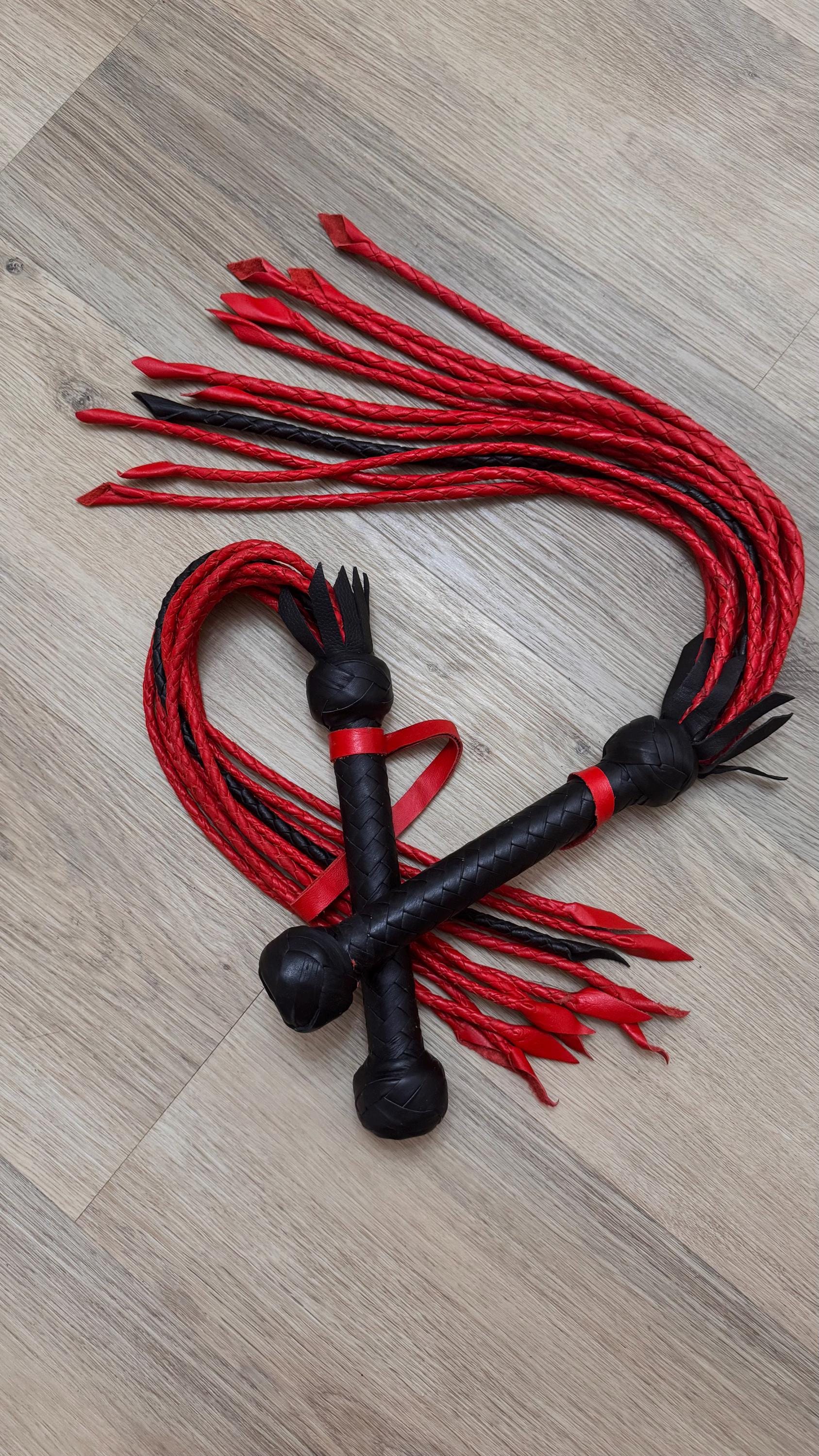 Frusta In Pelle Con Rose Rosse A 9 Code, Fruste Robuste E - Foto 4