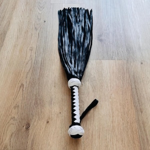 Leather BDSM Flogger With Long Tails Heavy Fetish Spanking Whip With Wooden Handle image 12