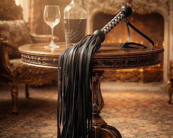 Handmade Leather Flogger with Braided Handle Heavy BDSM Whip