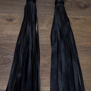 Leather BDSM Flogger With Long Tails Heavy Fetish Spanking Whip With Wooden Handle image 3