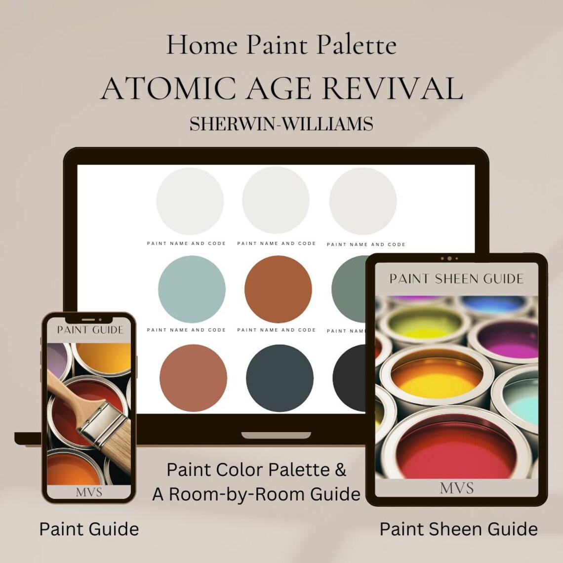 Home Paint Color Palette Mid-century Modern Collection Atomic Age ...