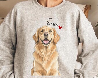 Custom Dog Photo Sweatshirt, Dog Owner Xmas Gift, Personalized Pet Portrait from Photo, Custom Dog Cat Drawing Shirt, Pet Memorial Gift