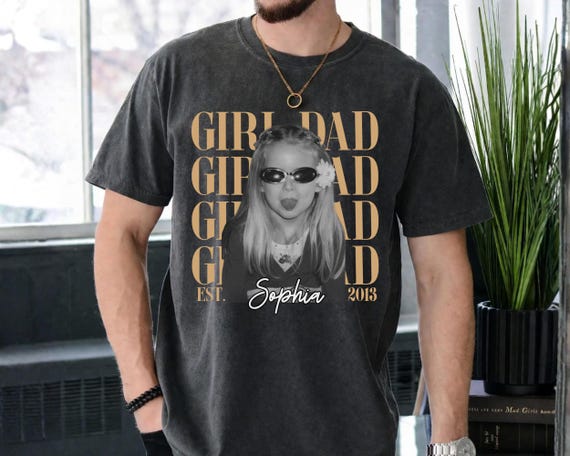 Comfort Colors® Girl Dad Shirt, Personalized Photo Gift, Daddy of Girls Apparel, Custom Dad Photo Shirt with Kids Photo, Girl Dad shirt