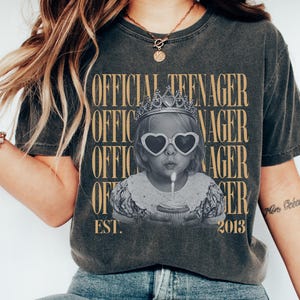 Personalised Vintage Photo And Year Shirt, Official Teenager 13th Birthday Comfort Colors Shirt, Teenager 13 TShirt, Girl Thirteenth Shirt