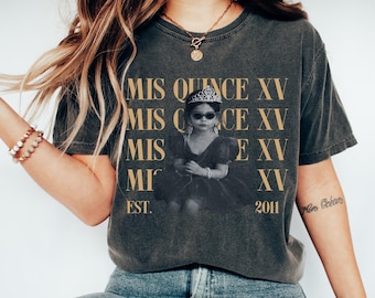 Personalised Vintage Photo And Year Shirt, Mis Quince Comfort Colors Shirt, Sweet Fifteen 15 Top, Quinceanera Gift, 15th Birthday Gift