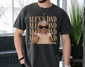Personalised Photo Dad Comfort Colors Shirt, Custom Dad Vintage Photo Shirt, Grandpa Gift, Custom Portrait Papa Tee Family Gift,Gift For Dad