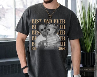 Personalised Photo Dad Comfort Colors Shirt, Daddy Picture TShirt, Grandpa Gift, Custom Portrait Papa Tee Family Gift