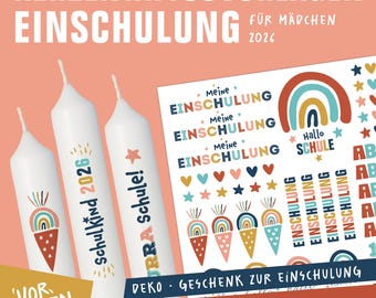 Candle Tattoo for Girls' First Day of School 2026 | PDF Template for Waterslide Decal Candles | Back-to-School Gift | Plus Free Tag