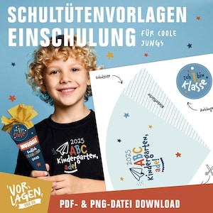 School cone for boys | PDF template for making school cones | Gift cone | Decorate school cones | Free gift tags