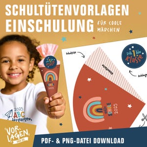 School cone for girls | PDF template for making school cones | Gift school cone | Decorate school cones | Free gift tags