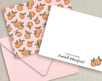 Personalized Clementine Notecard Set: Citrus Stationery Gift