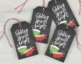 holiday baking gift tags, homemade treat gift tag set, christmas food gift tags, holiday packaging, set of 12 printed tags, ready to ship