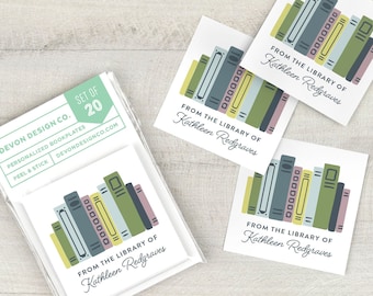 Etiquetas personalizadas para libros: Libros coloridos, etiquetas personalizadas para bibliotecas (juego de 20)