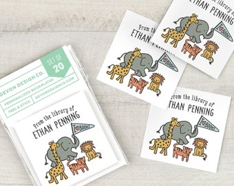 Ex-libris personnalisés animaux de safari, autocollants de livres personnalisés pour enfants de 2 pouces, cadeau de club de lecture, cadeau pour amateur de lecture, cadeau pour professeur