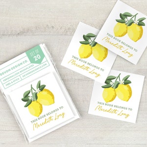 Personalized Lemon Bookplates: Custom Book Labels, Set of 20