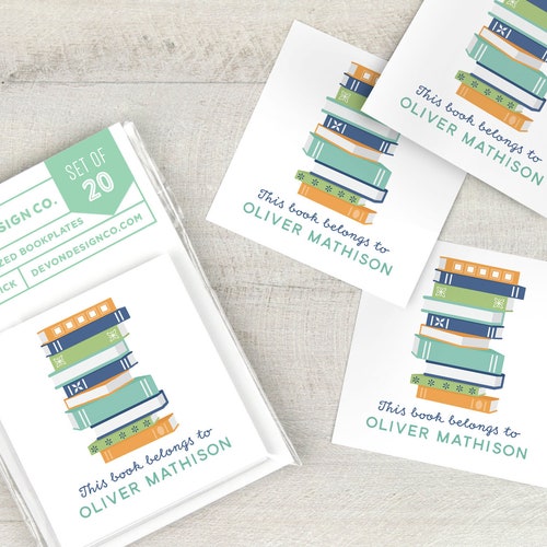 Personalized Bookplates Custom Bookplate Stickers Set of 20 Etsy