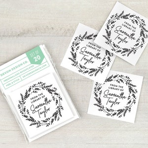 Personalized book labels, 2 inch bookplate stickers, sets of 20, book club gift, gift for book lovers, gift for teacher