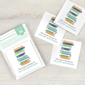 personalized book labels, 2 inch custom bookplate stickers, set of 20, book club gift, gift for book lover, gift for teacher