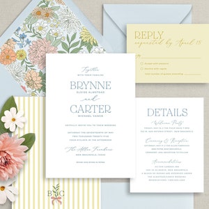 Floral Wedding Invitations: Light Blue Garden Suite