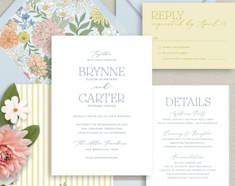 Floral Wedding Invitations: Light Blue Garden Suite