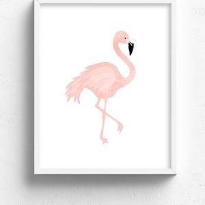 flamingo print, modern nursery art print, flamingo wall art, kids wall art, nursery decor, pink wall decor, girls room decor, tropical print Bild 2