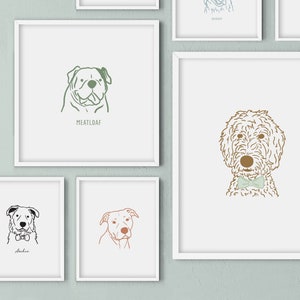 custom pet portrait, dog mom christmas gift, unframed art print, custom dog decor, dog drawing, gift for pet lover, pet keepsake memorial image 2