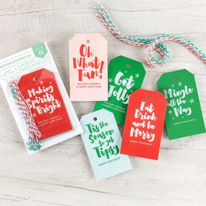 holiday wine bottle tags, christmas gift tags, wine labels, bottle tags, christmas packaging, wine gift tags, set of 12 printed tags
