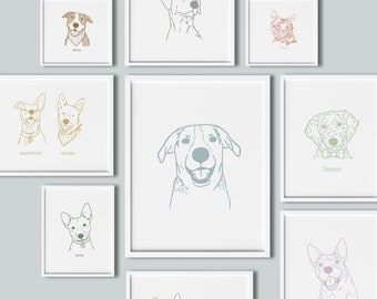 custom pet portrait, dog mom christmas gift, unframed art print, custom dog decor, dog drawing, gift for pet lover, pet keepsake memorial