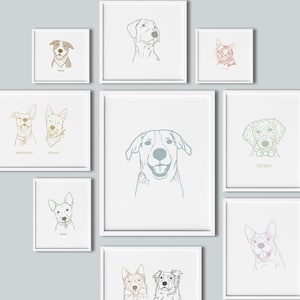 custom pet portrait, dog mom christmas gift, unframed art print, custom dog decor, dog drawing, gift for pet lover, pet keepsake memorial image 1