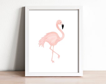 flamingo print, modern nursery art print, flamingo wall art, kids wall art, nursery decor, pink wall decor, girls room decor, tropical print
