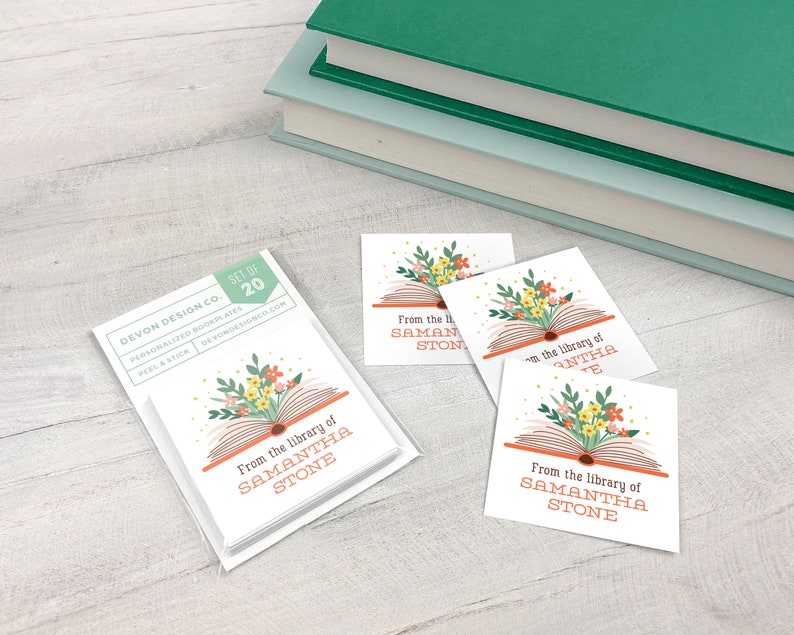 Personalized Bookplates With Cute Book Icon, 2 Inch Custom Book ...