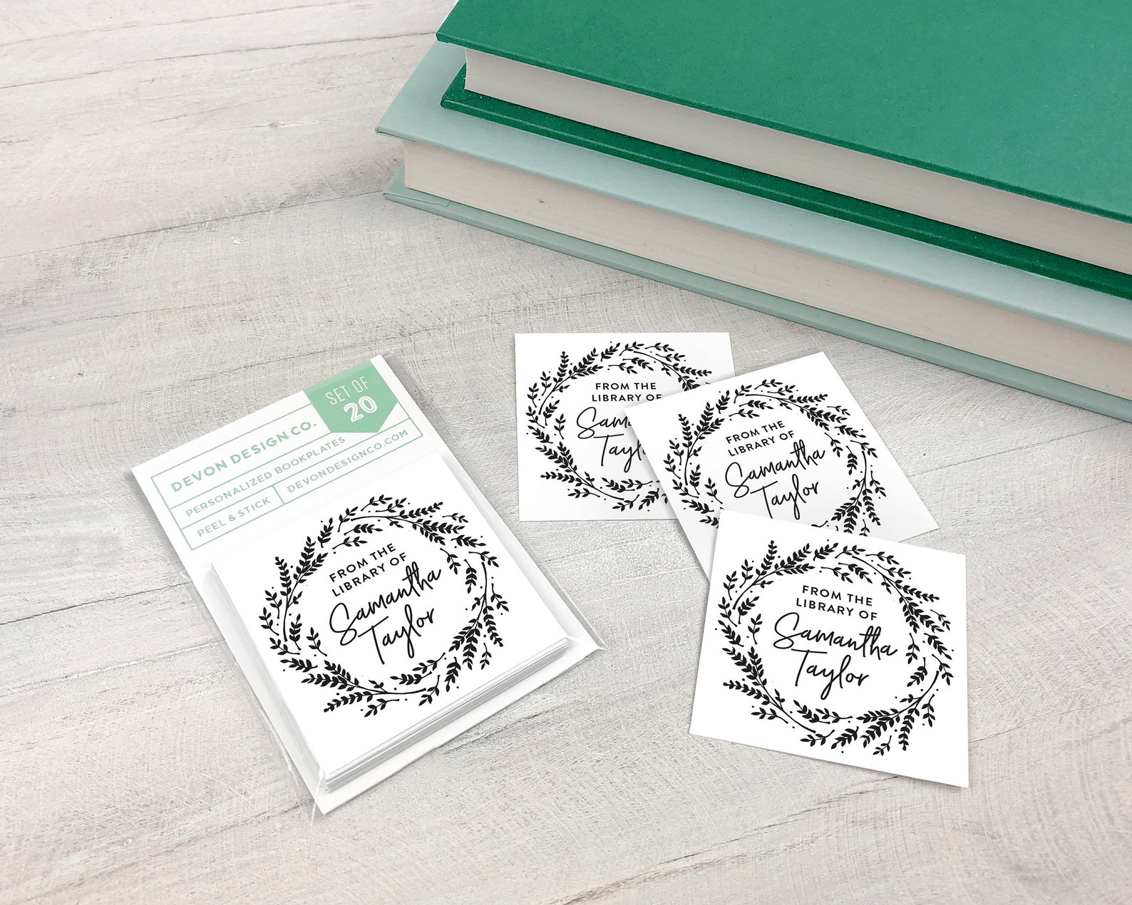Personalized Book Labels Bookplate Stickers Set of 20 Book Etsy