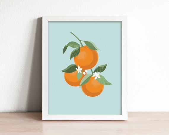 orange art print, orange wall art, kitchen art, citrus wall decor, orange kitchen decor, fruit wall art print, orange nursery art print