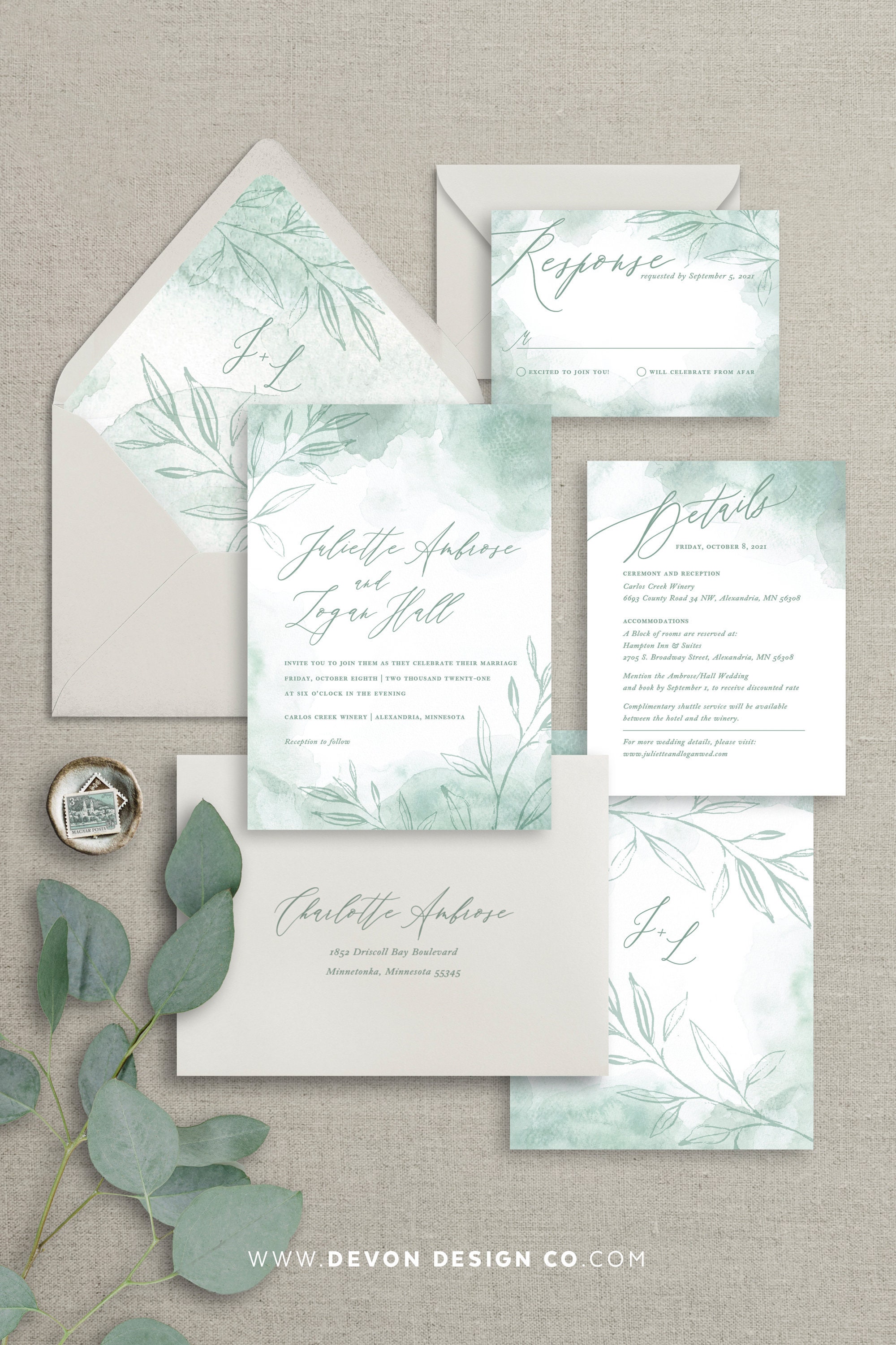 Sea Glass Wedding Invitations