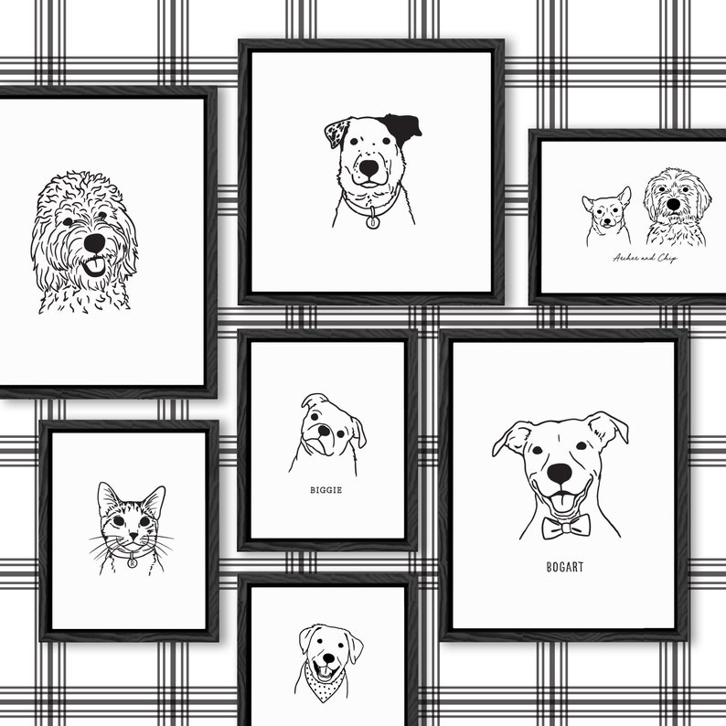 custom pet portrait, dog mom christmas gift, unframed art print, custom dog decor, dog drawing, gift for pet lover, pet keepsake memorial image 8