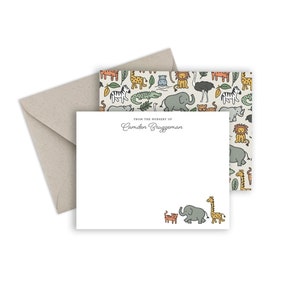 safari animal notecards, nursery notecard set, newborn stationery, baby shower thank you, new baby gift, personalized new mom gift image 10