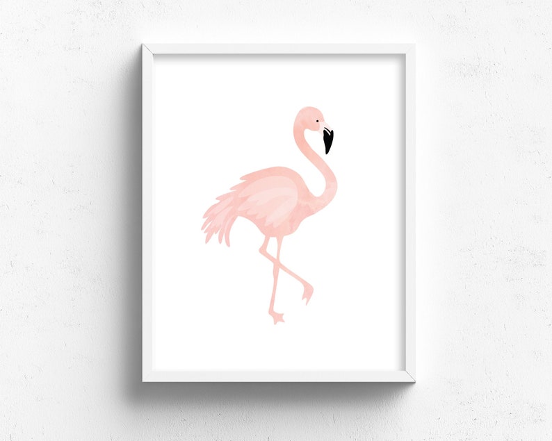 flamingo print, modern nursery art print, flamingo wall art, kids wall art, nursery decor, pink wall decor, girls room decor, tropical print Bild 2