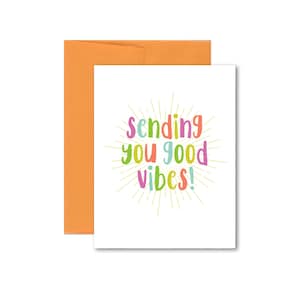 Thinking of you card, Encouragement card, Good luck card, Sending good vibes folded card with envelope