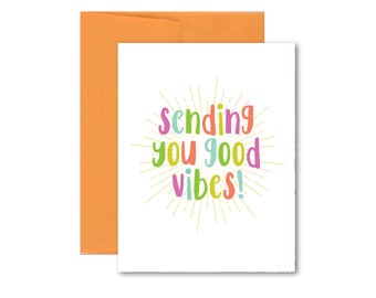 Thinking of you card, Encouragement card, Good luck card, Sending good vibes folded card with envelope
