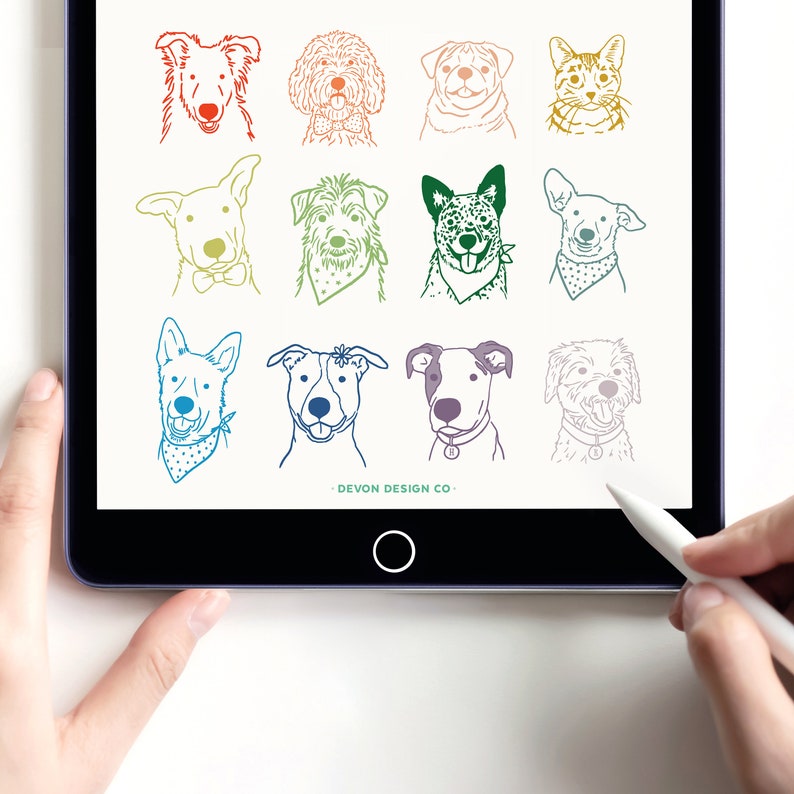 custom pet portrait digital file, dog drawing from photo, gift for pet lover, dog mom gift, pet keepsake memorial, dog owner gift image 1