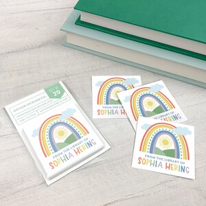 kids rainbow custom bookplates, 2 inch childrens book stickers, rainbow book labels, book club gift, gift for book lovers, gift for teacher image 4