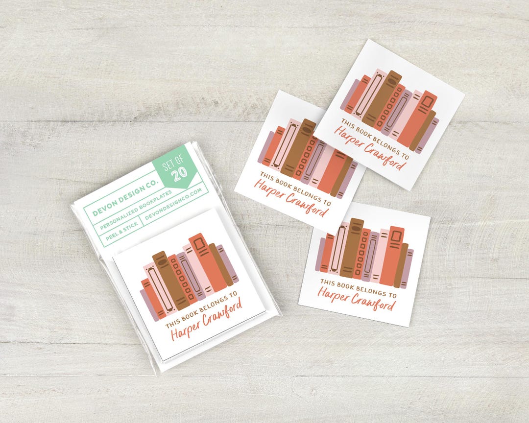 Personalized Bookplates With Colorful Book Illustration, 2 Inch Book ...
