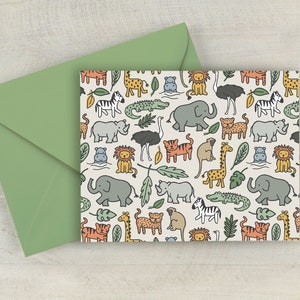 safari animal notecards, nursery notecard set, newborn stationery, baby shower thank you, new baby gift, personalized new mom gift image 7