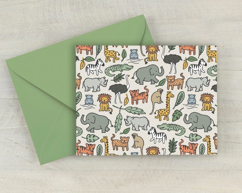 safari animal notecards, nursery notecard set, newborn stationery, baby shower thank you, new baby gift, personalized new mom gift image 7