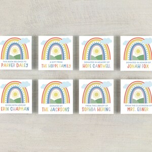 kids rainbow custom bookplates, 2 inch childrens book stickers, rainbow book labels, book club gift, gift for book lovers, gift for teacher image 7